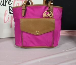 Michael Kors Fuchsia and Tan Tote